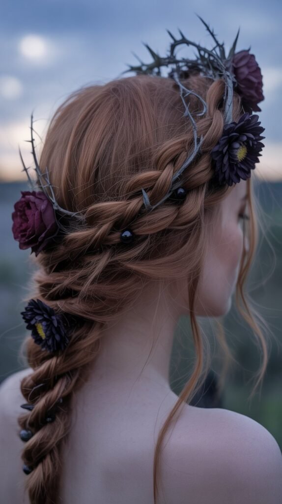 Gothic Fairy Twisted Crown with Dark Florals