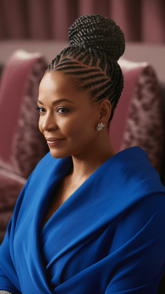 33 Elegant Winter Hairstyles for African American Women of All Ages 14 Flat Twist Updo