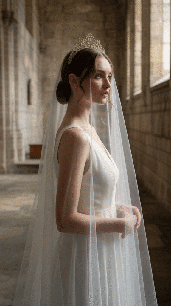 33 Enchanting Medieval Wedding Hairstyles for Princesses 12 Elegant Chignon with Veil Attachment