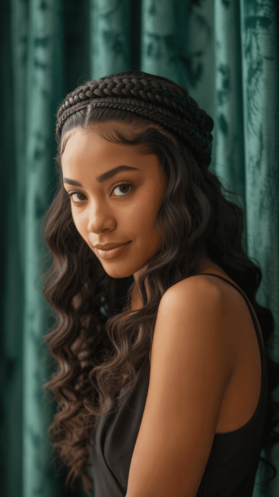 30 Beautiful 1930s Hairstyles for Black Women That Inspire Grace 14 Braided Crown with Loose Waves