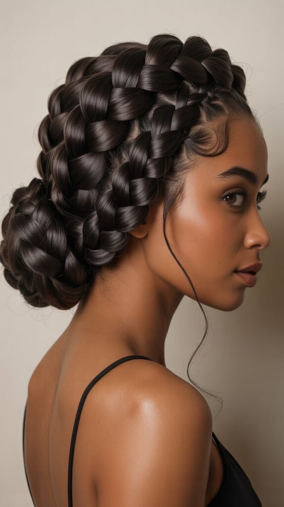 Jumbo Braids in Low Bun