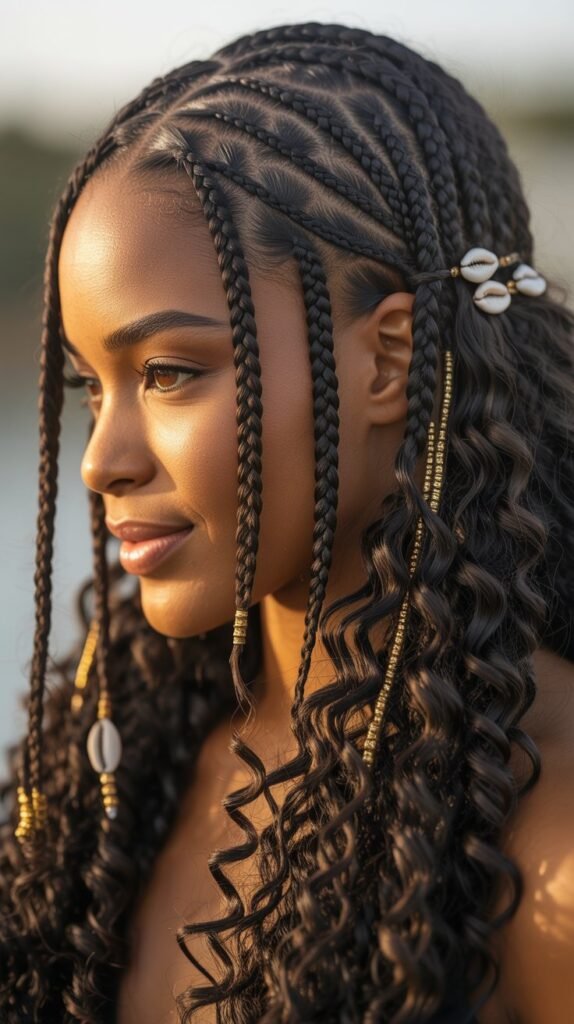 Fulani Braids with Curly Ends