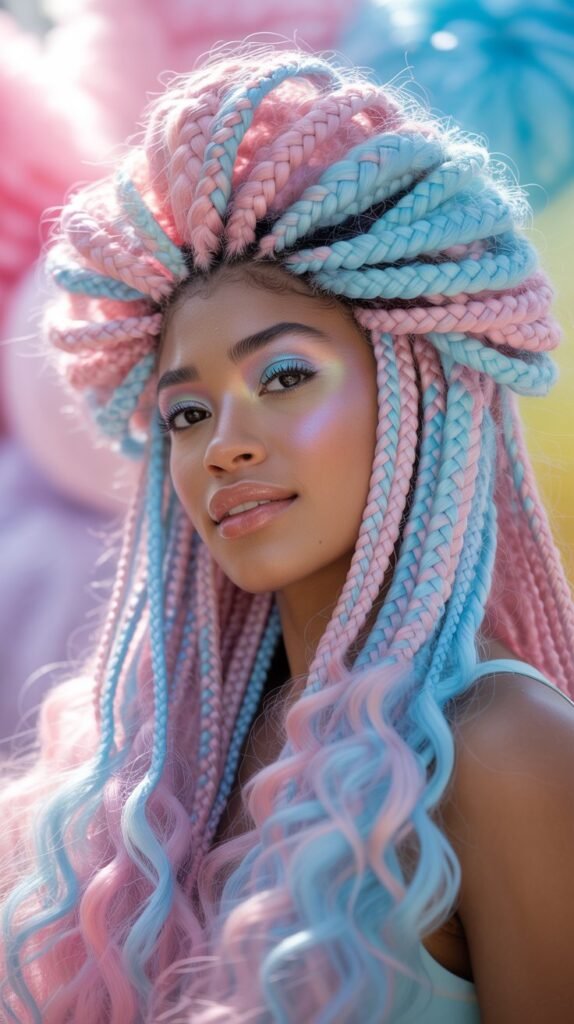 Cotton Candy Pink and Blue Box Braids