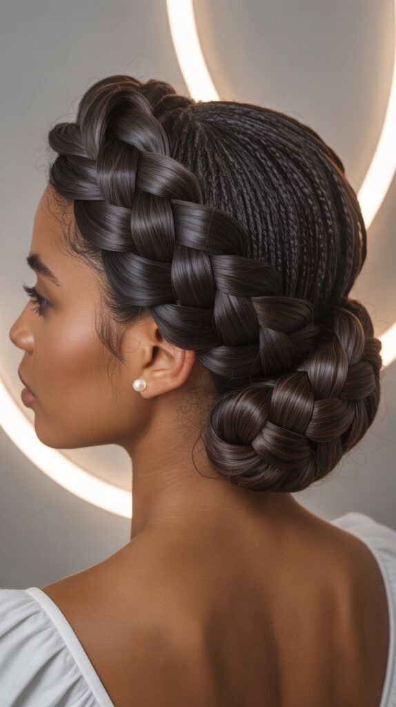 Dutch Braid Crown Updo
