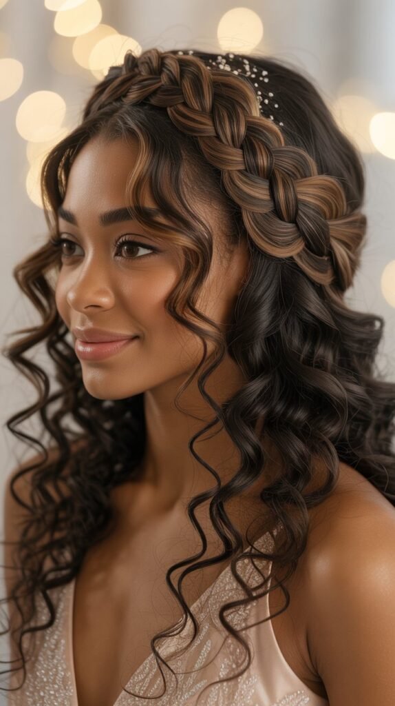  Braided Crown with Loose Curls