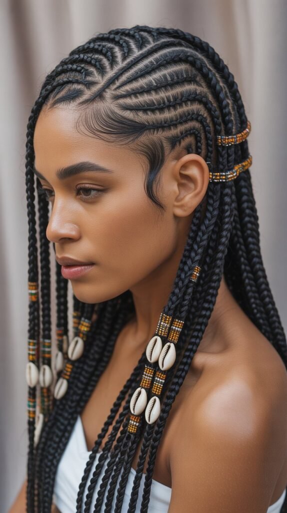 Fulani Braids with Cornrow Design