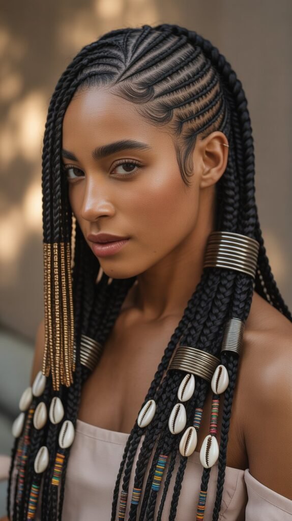 Asymmetrical Fulani Braids