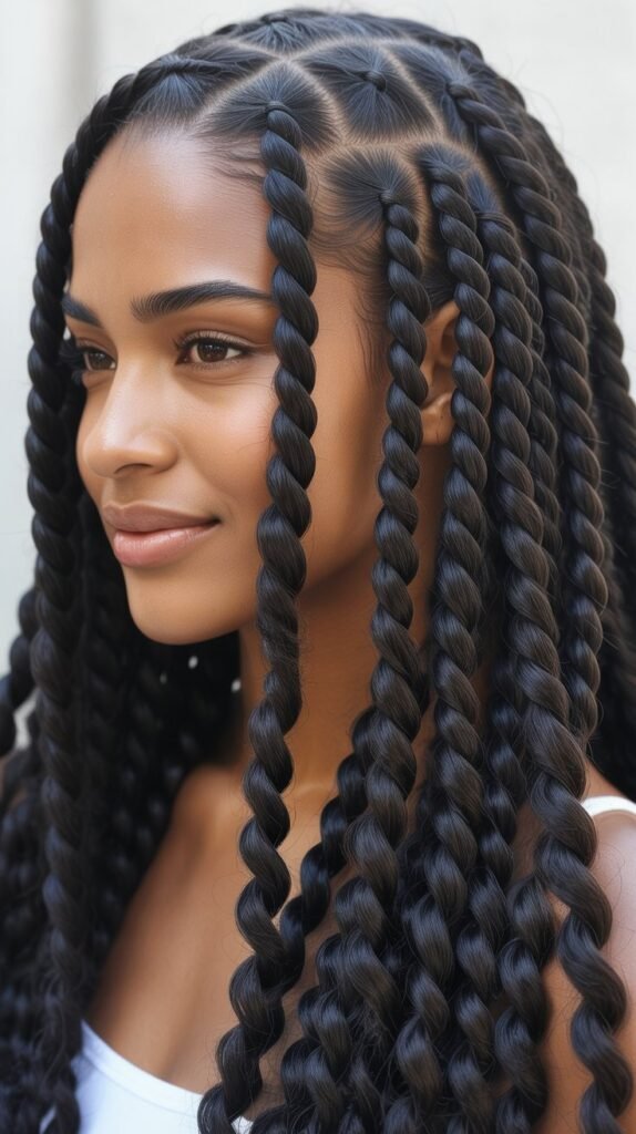 Feed-In Twist Braids for Natural Hairline