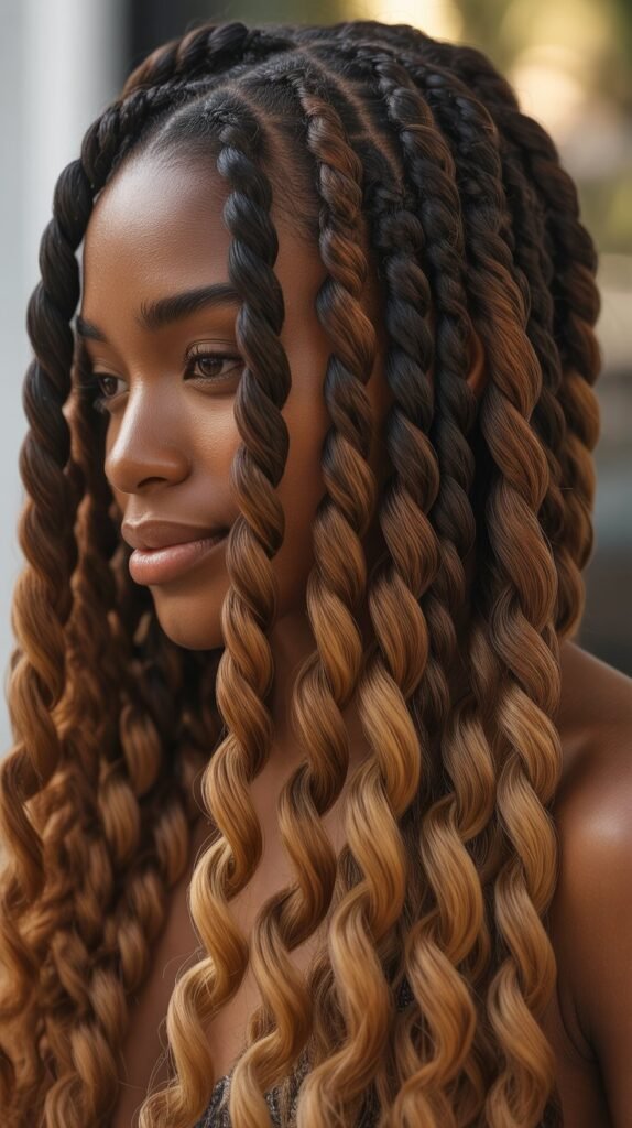 Ombré Twist Braids with Color Gradient