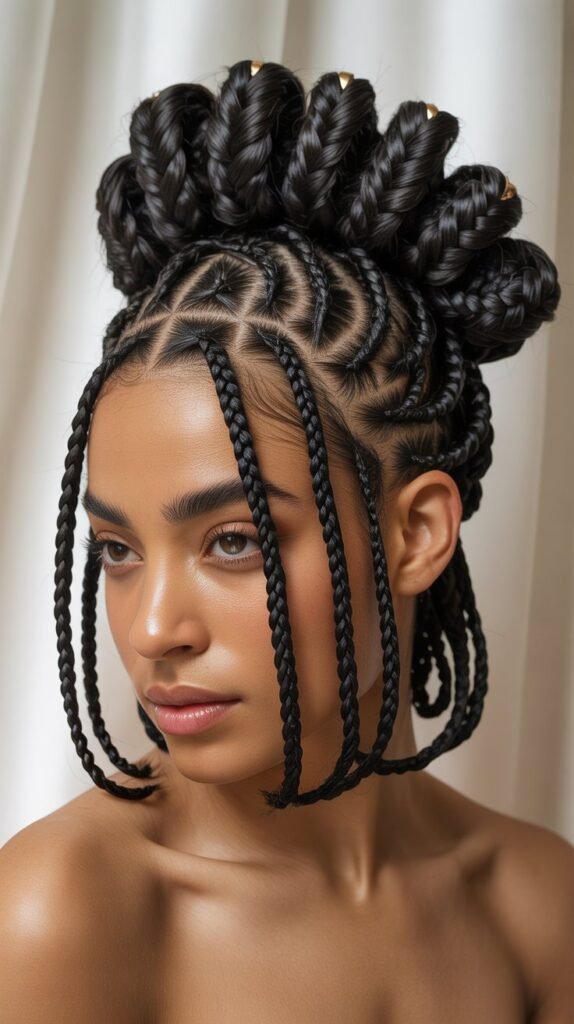 Protective Updo with Short Braids