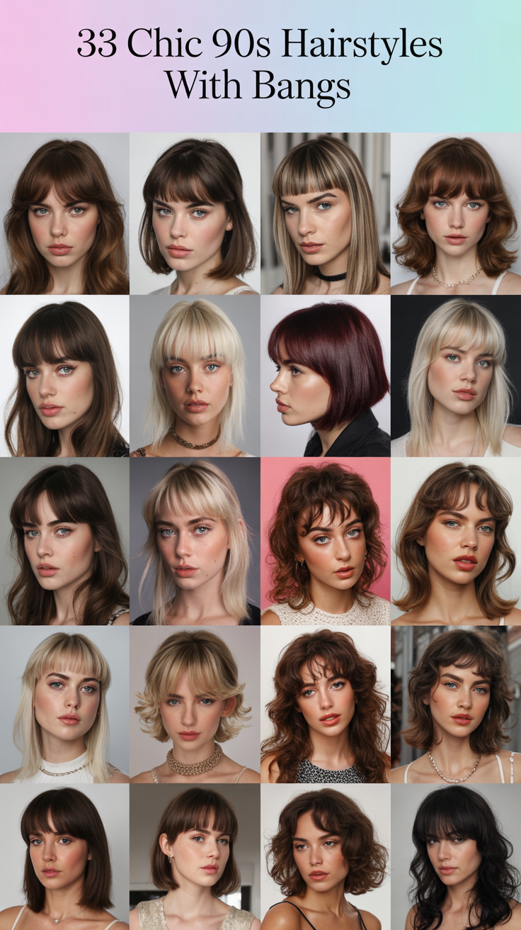 Chic 90s Hairstyles with Bangs