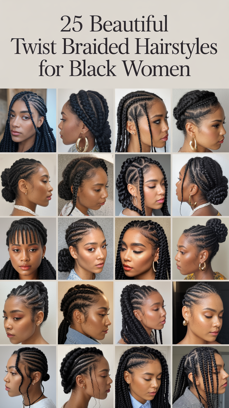 Beautiful Twist Braided Hairstyles for Black Women