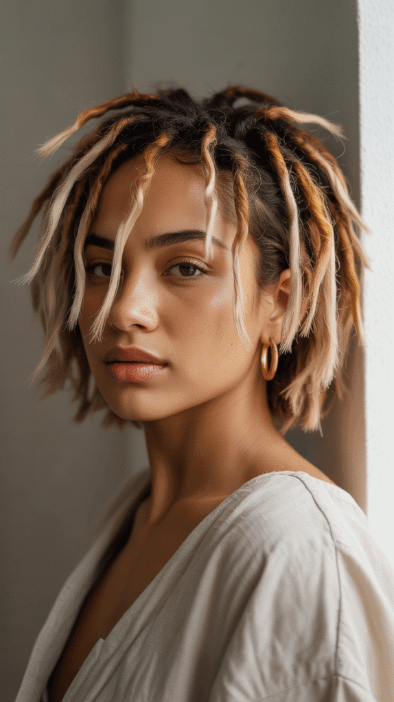 30 Latest Dreadlock Styles for Short Hair That Look Fresh 20 Highlighted Short Locs
