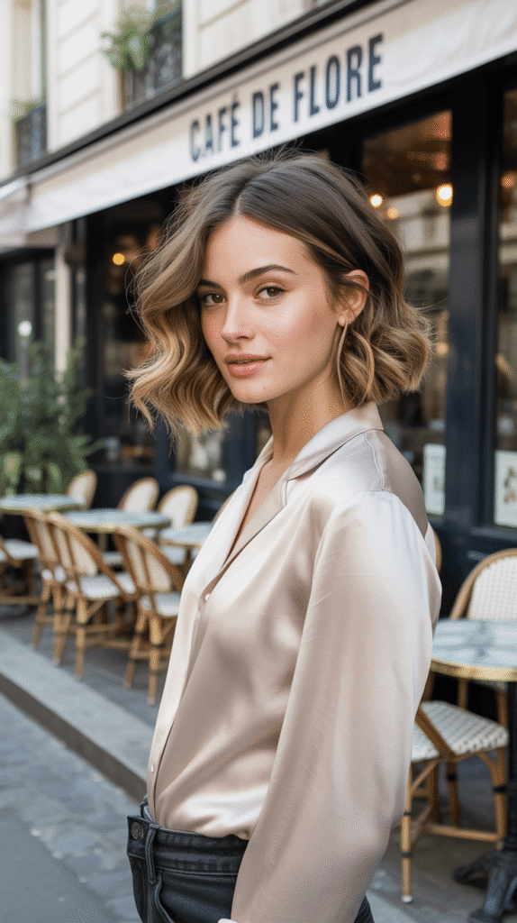 27 Aesthetic French Hairstyles That Elevate Your Look 14 Wavy Lob with Center Part