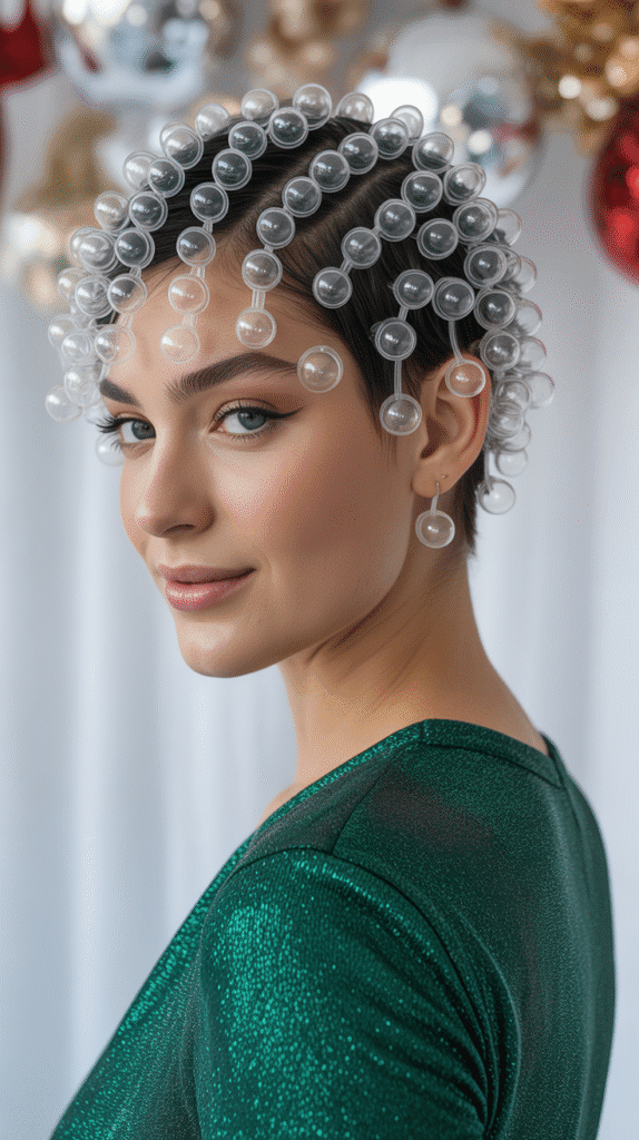 33 Trendy Christmas Party Hairstyles for Short Hair That Shine Bright 18 Bubble Ponytail Effect