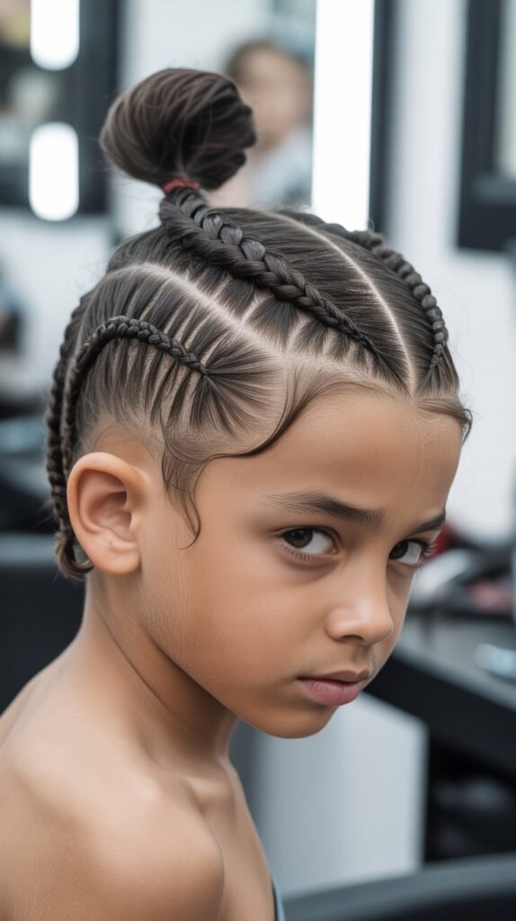 Man Bun with Braided Sides