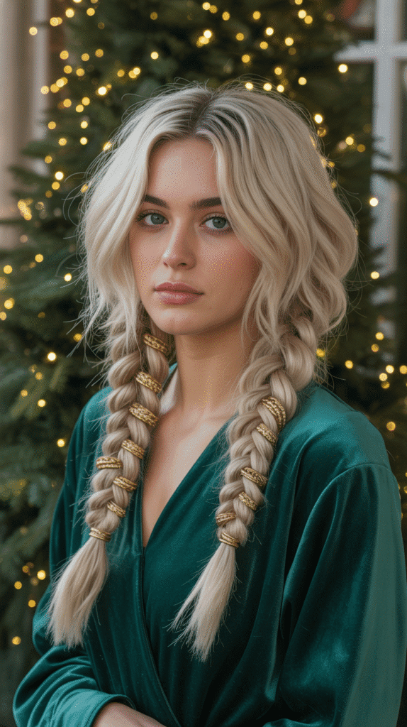 27 Stylish Christmas Party Hairstyles for Mid-Length Hair to Try Now 11 Double Dutch Braids