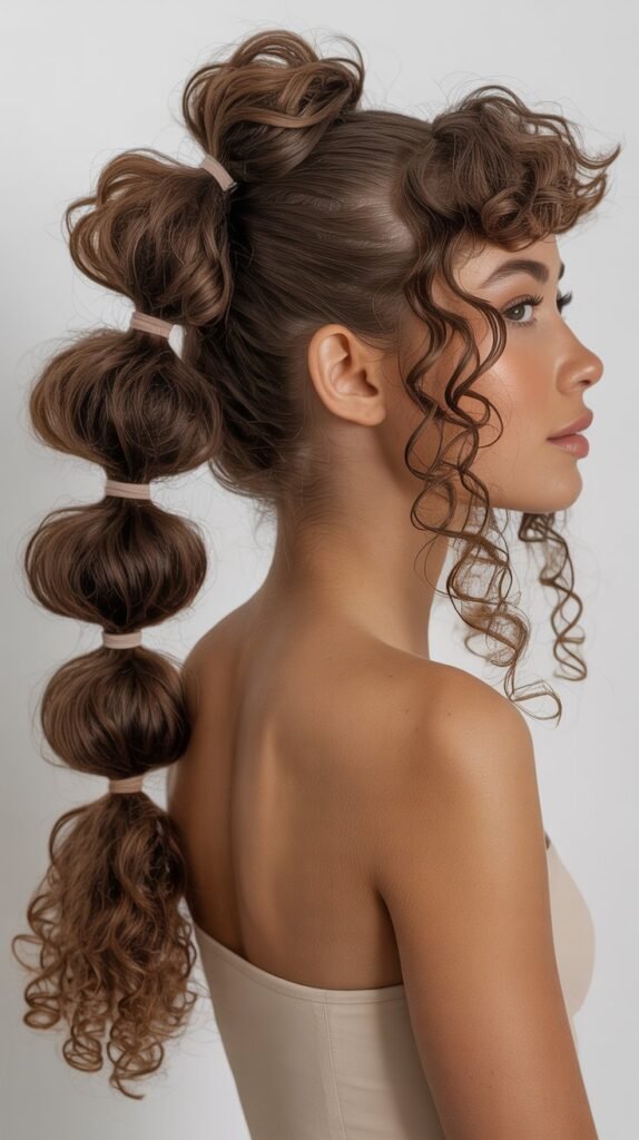 Bubble Ponytail with Curly Volume