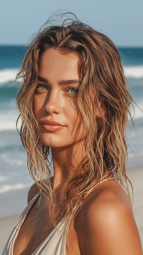 30 Gorgeous Hair Colors for Brown Hair and Green Eyes You'll Love 22  Sandy Brown with Blonde Streaks