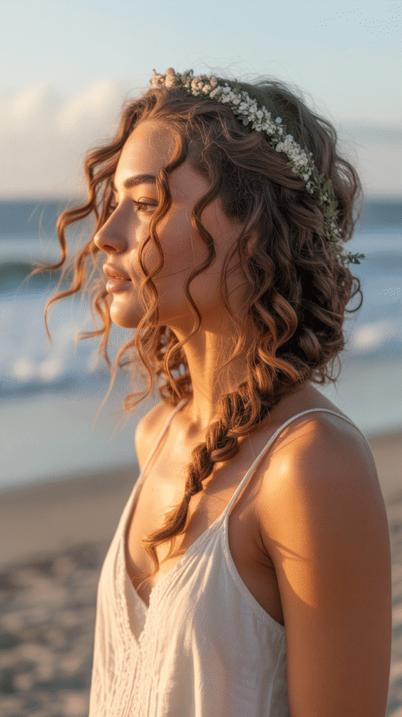 33 Stunning Curly Half-Up Half-Down Hairstyles 12 Curly Half-Up with Low Gathering Point