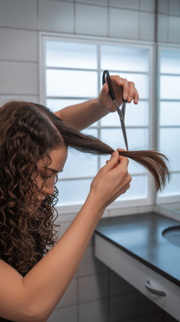 DIY Curly Hair Haircuts You Can Try at Home 5 The Ponytail Dusting Method