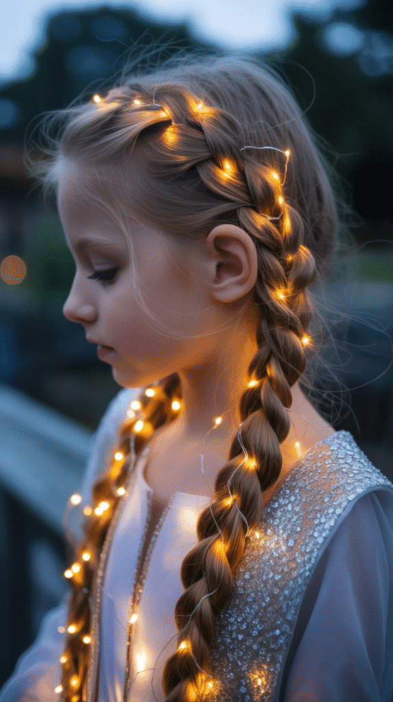 25 Cute Christmas Elf Hairstyles to Rock This Holiday Season 25 Twisted Halo with Fairy Lights