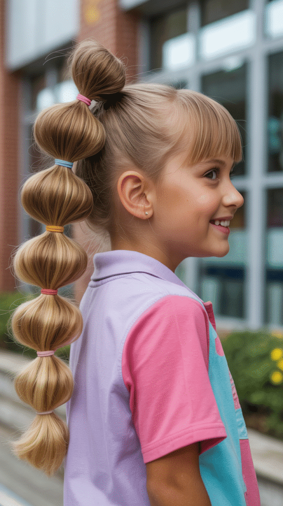 27 Easy Hairstyles for Long Hair for School That Are Cute and Quick 7 Bubble Ponytail
