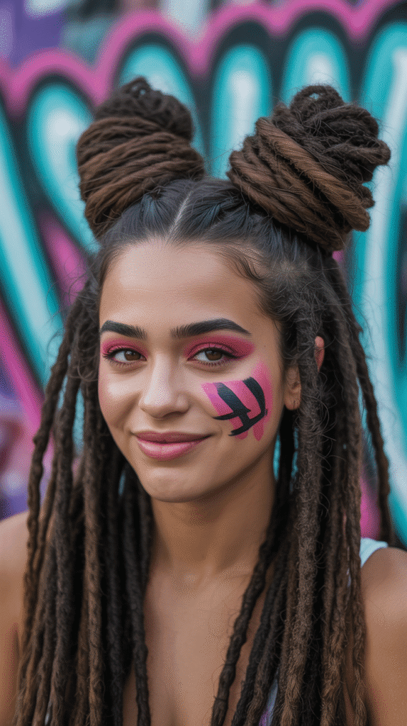 30 Latest Dreadlock Styles for Women That Inspire Confidence 19 Space Buns with Locs