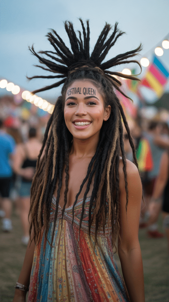 33 Latest Dreadlock Styles for Long Hair That Turn Heads 8 Faux Hawk Updo