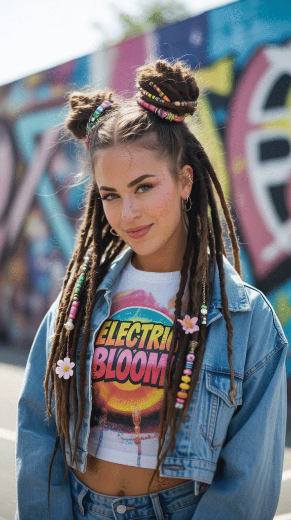 33 Latest Long Dreadlock Styles Full of Elegance and Style 19 Double Bun Statement