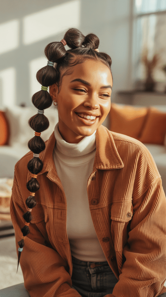 30 Cozy Fall & Winter Hairstyles for Black Women You'll Want to Copy 7 Bubble Braids Ponytail