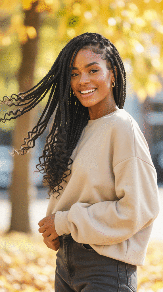 30 Cozy Fall & Winter Hairstyles for Black Women You'll Want to Copy 18 Knotless Braids with Loose Ends