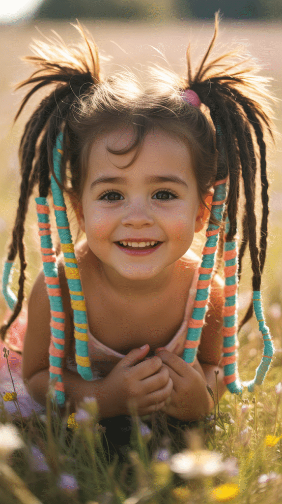 30 Latest Dreadlock Styles for Kids That Are Adorable 13 Loc Pigtails with Wraps
