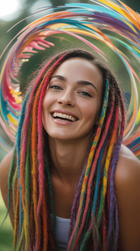 27 Latest Dreadlock Styles for Ladies That Slay Every Look 17 Multicolored Rainbow Dreadlocks