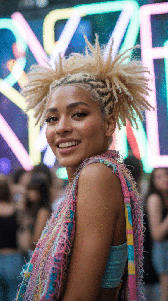 25 Blonde Crimped Hairstyles for Black Women That Stand Out 19 Crimped Blonde Space Buns