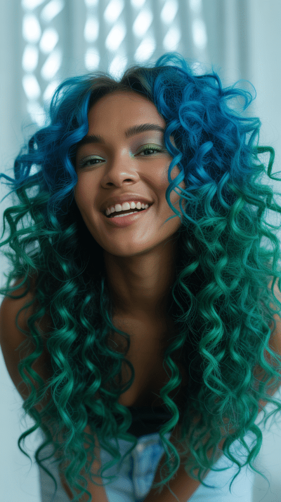 31 Bold Winter Hair Color Ideas for Black Women to Brighten the Cold Months 14 Teal Blue
