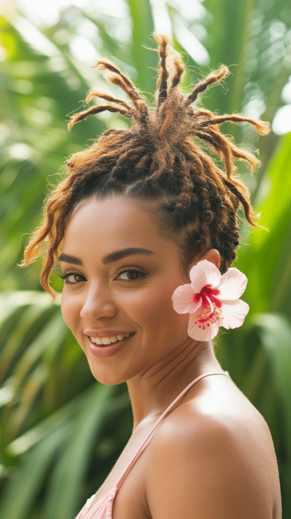 33 Chic Short Dreadlock Styles for Ladies That Stay in Style 28 Pineapple Updo for Locs