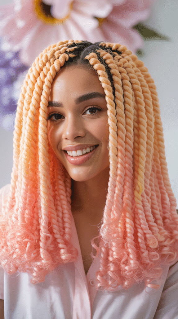 27 Blonde Twist Hairstyles for Black Women Perfect for Any Event 13 Peach Blonde Crochet Twists