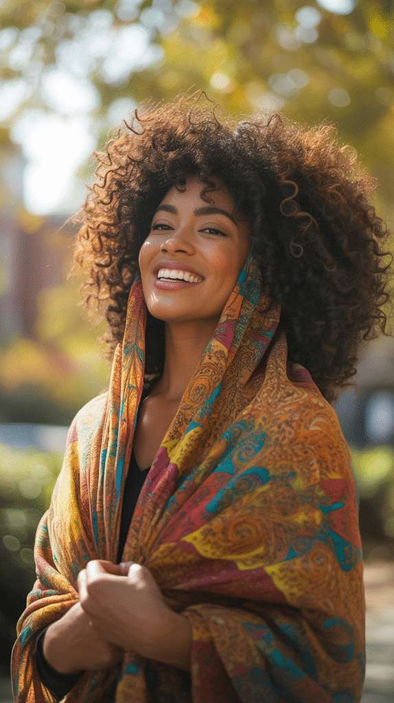 30 Cozy Fall & Winter Hairstyles for Black Women You'll Want to Copy 29 Natural Afro with Headscarf