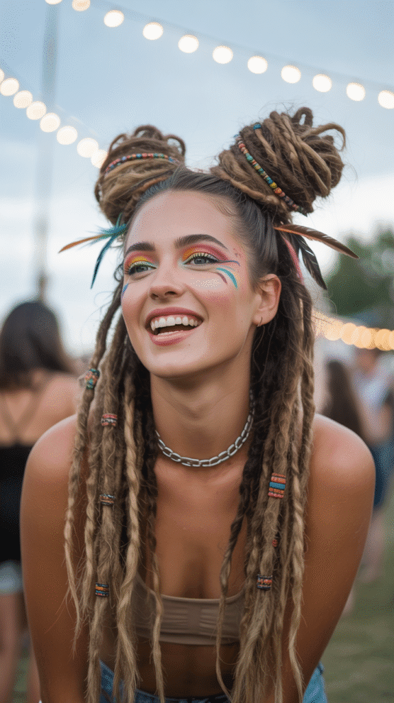 33 Trendy Dreadlock Styles for Ladies to Try This Year 25 Loc Space Buns