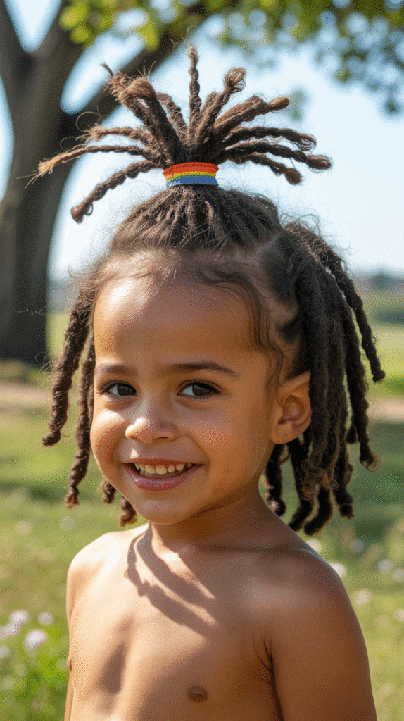 30 Latest Dreadlock Styles for Kids That Are Adorable 8 Half-Up Half-Down Locs