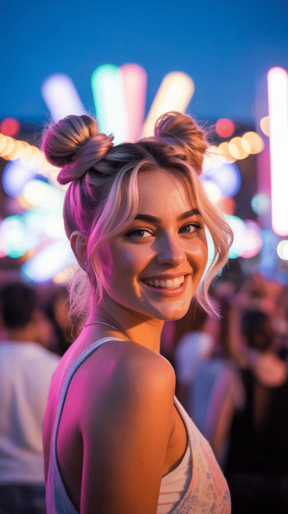 37 Easy Hairstyles to Keep Hair Out of Your Face 20 Space Buns