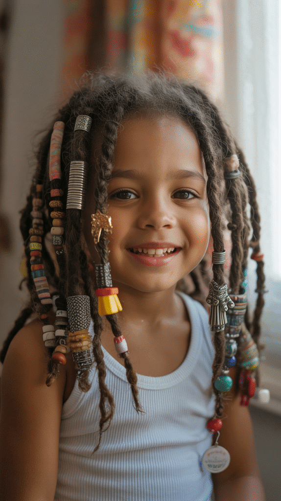 37 Adorable Dreadlock Styles for Kids That Are Easy & Cute 36 Accessories-Filled Locs