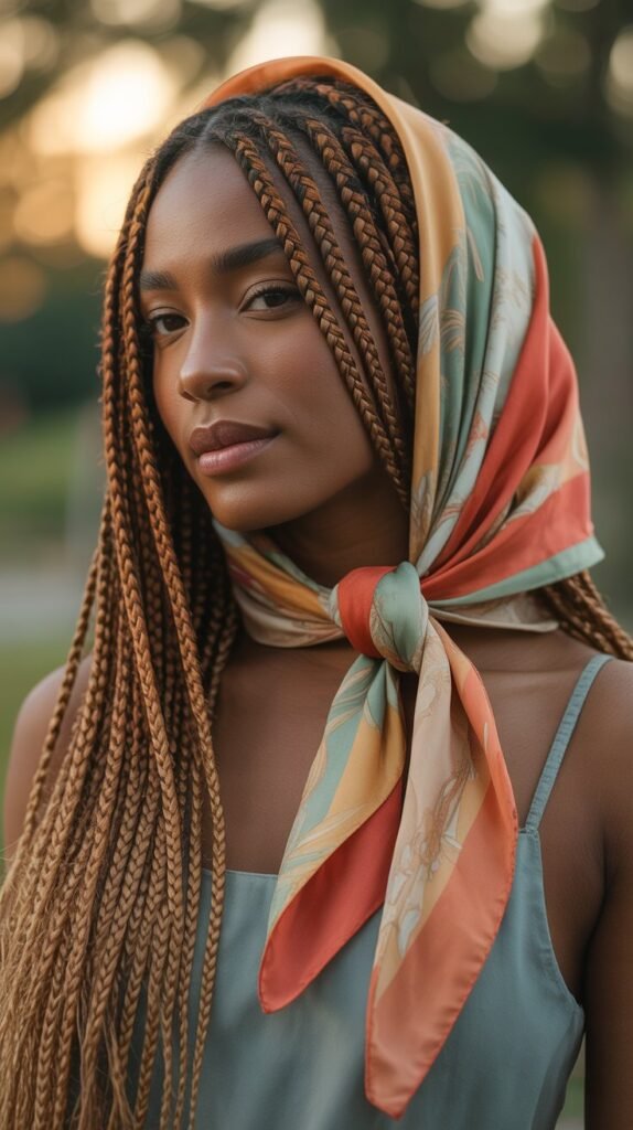 Boho Braids with Scarf Wrap