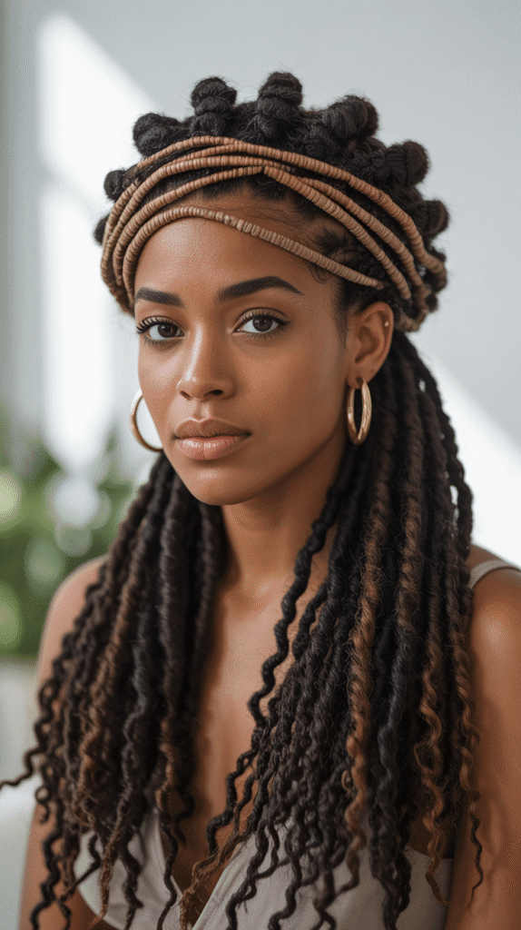33 Trendy Dreadlock Styles for Ladies to Try This Year 29 Loc Headband Style