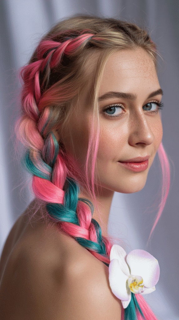 33 Trendy French Braided Hairstyles with a Chic Twist 27 French Braid with Colored Chalk