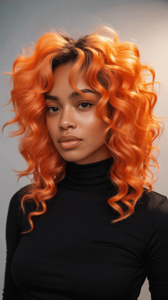 31 Bold Winter Hair Color Ideas for Black Women to Brighten the Cold Months 30 Tangerine Orange