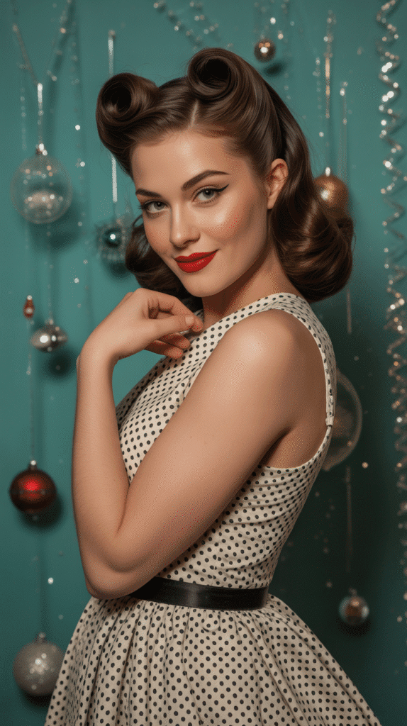 27 Chic Christmas Party Hairstyles for Medium Hair That Dazzle 8 Vintage-Inspired Victory Rolls