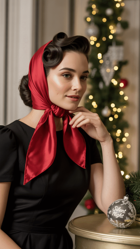 30 Elegant Christmas Party Hairstyles for Long Hair You'll Love 26 Wrapped Scarf Updo