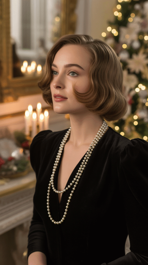 33 Simple Christmas Party Hairstyles for Medium Hair That Look Stunning 27 Tucked and Pinned Faux Bob